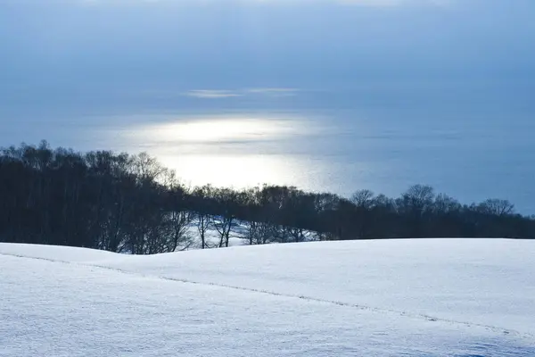 雪山覆盖的冬湖 — 图库照片