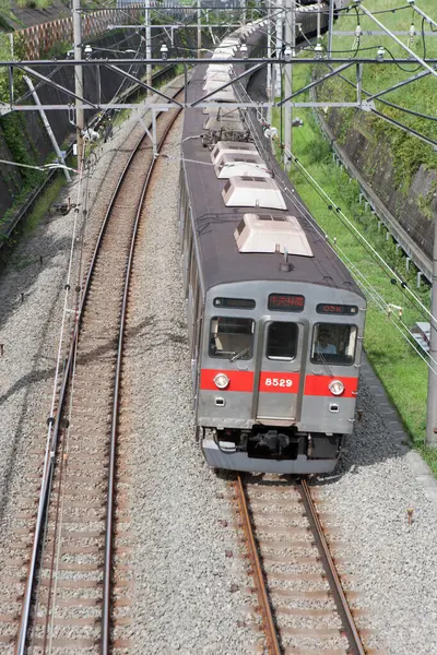 Вид Поезда Железнодорожной Линии — стоковое фото