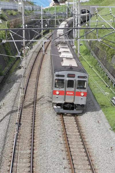 Вид Поезда Железнодорожной Линии — стоковое фото