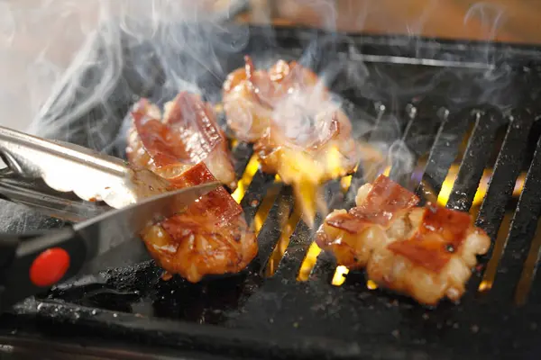 细看美味的亚洲食物 日本小牛肉 烤马尾辫 — 图库照片
