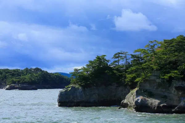 Beautiful Scenery Sea Rocky Islands Lush Green Vegetation Matsushima Islands — Stock Photo, Image