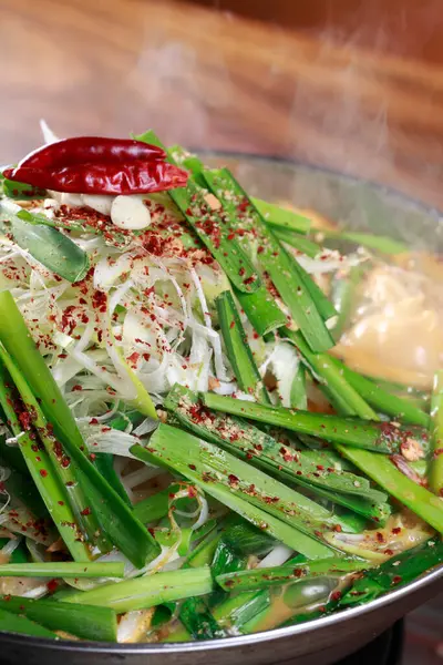 Ett Matfoto Grönsakssoppa Med Skaldjur Asiatisk Mat — Stockfoto