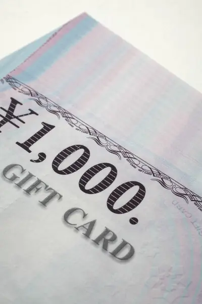 Kartu Hadiah Dengan Jepang 1000 Yen Latar Belakang Tutup — Stok Foto