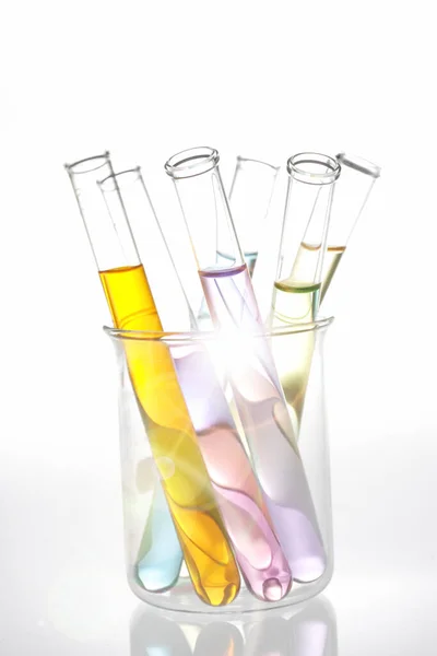 Laboratory Flasks Different Liquid — Stock Photo, Image