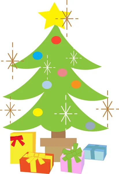 Illustration Eines Weihnachtsbaums Mit Geschenken — Stockfoto