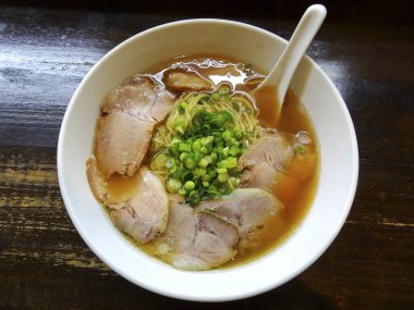 close up view of delicious asian noodles