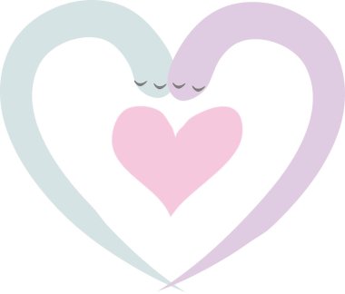 Yılan ve kalp ikonu. düz resimleme