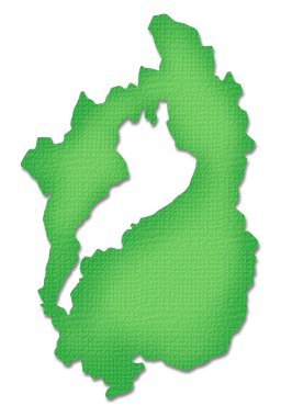 Shiga benzeri Japonya haritası, beyaz arkaplanda izole edilmiş. 