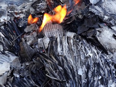 abstract background, ash from burnt cardboard, close-up     