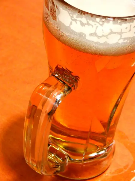 Glas Koud Bier Achtergrond Close — Stockfoto