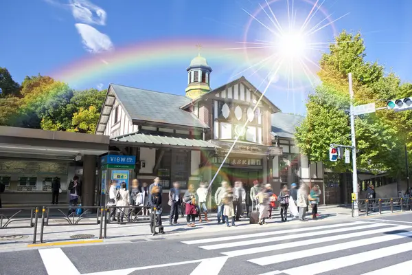 Arcobaleno Sulla Strada Tokyo Giappone — Foto Stock