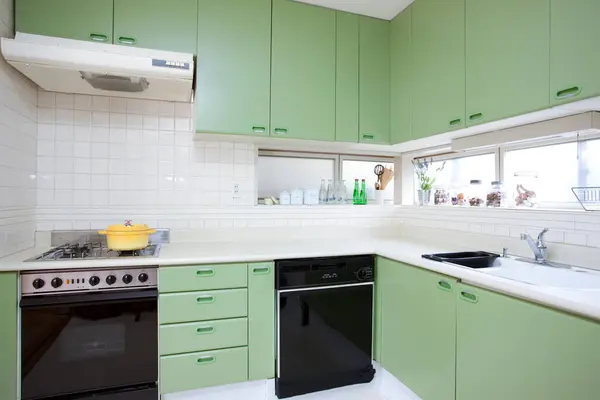 Plano Interior Hermosa Casa Moderna Cocina Contador —  Fotos de Stock