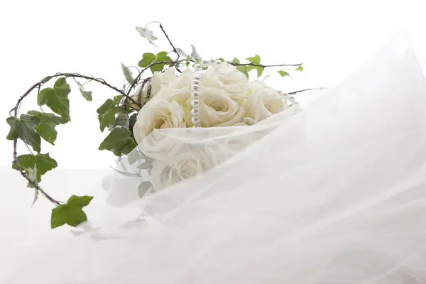 Bridal Bouquet Made White Roses — Stock Photo, Image