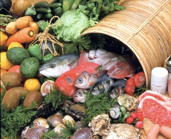 Fresh Fish Table Market Stock Photo