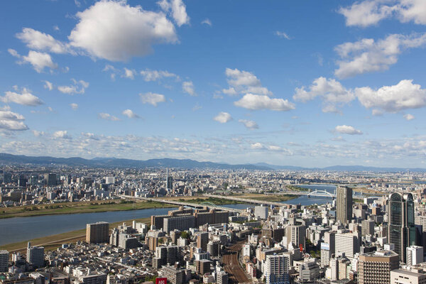 Beautiful cityscape of Osaka city, Japan