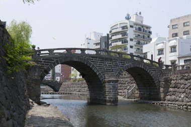 Megane Bridge (Meganebashi or Spectacles Bridge) over the Nakashima River in Nagasaki, Japan clipart