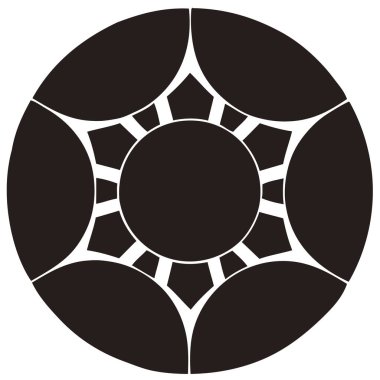 Geleneksel Japon aile arması logosu altın rengi gösteriyor