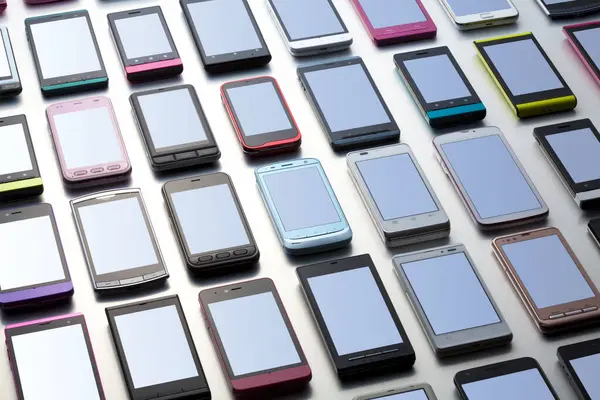Modern Mobile Phones White Background — Stock Photo, Image