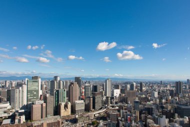 Osaka şehrinin güzel manzarası, Japonya