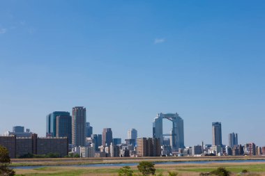 Osaka şehrinin güzel manzarası, Japonya