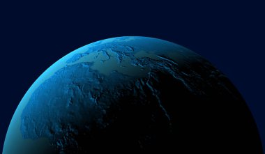 Toprak küresi mavi arkaplanda, dünya haritası oluşturma                      