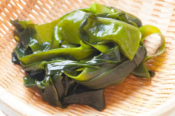Algas Verdes Cocidas Comida Asiática Saludable —  Fotos de Stock