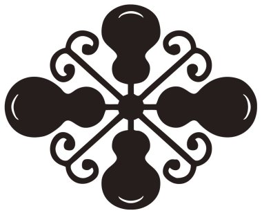 Geleneksel Japon aile arması logosu altın rengi gösteriyor