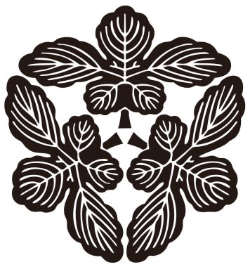 Geleneksel Japon aile arması logosu altın rengi gösteriyor