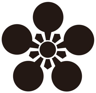 Geleneksel Japon aile arması logosu altın rengi gösteriyor