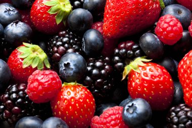 Taze olgun organik böğürtlenlerin yakın plan görüntüsü      