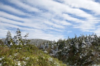 Kışın dağların güzel manzarası