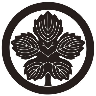 Geleneksel Japon aile arması logosu altın rengi gösteriyor