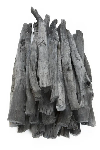 Beyaz Arkaplandaki Kömür Çubuklarının Yakın Plan Görüntüsü — Stok fotoğraf