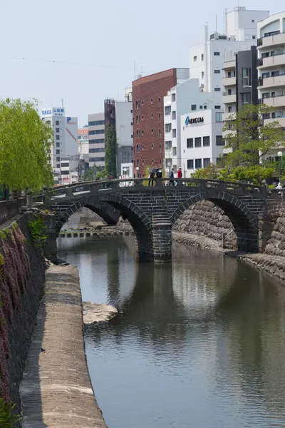 stock image Megane Bridge (Meganebashi or Spectacles Bridge) over the Nakashima River in Nagasaki, Japan