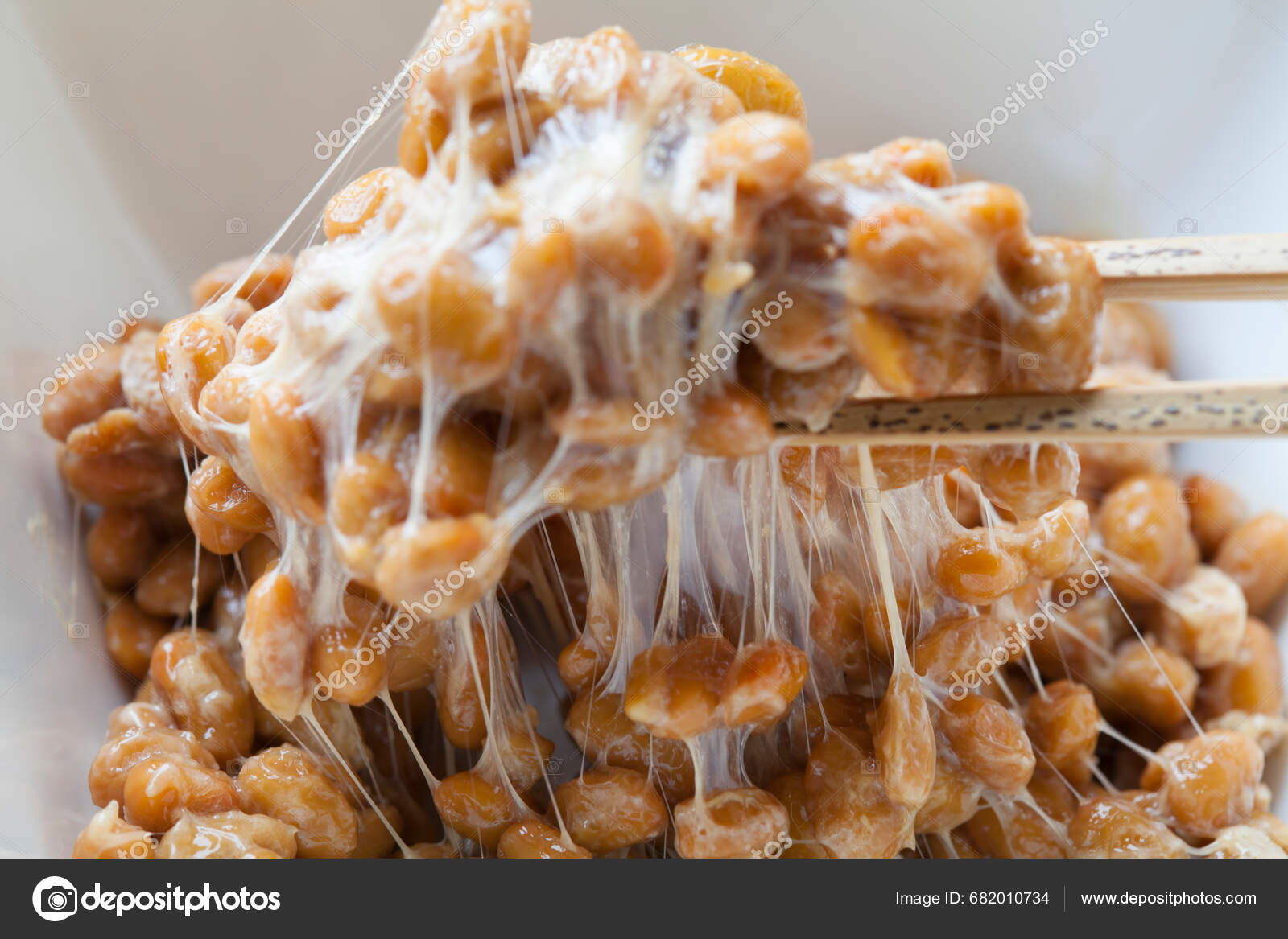 Sticky Stringy Natto Healthy Traditional Japanese Food Made Fermented