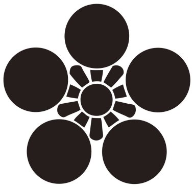 Geleneksel Japon aile arması logosu altın rengi gösteriyor