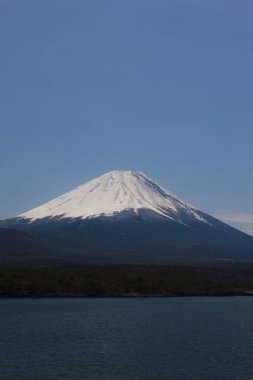 Japonya 'daki Kawaguchiko Gölü' nde güzel Fuji Dağı.