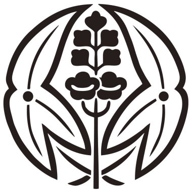 Geleneksel Japon aile arması logosu altın rengi gösteriyor