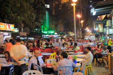 Gece vakti Yaowarat Bangkok, Tayland.