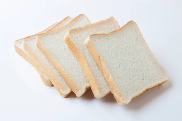 Sliced White Bread Isolated White Background — Stock Photo, Image