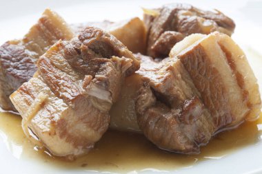 Kızarmış domuz eti fotoğrafı. 