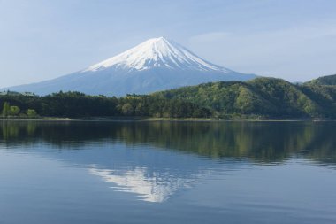 Japonya 'da günbatımında güzel Fuji dağı