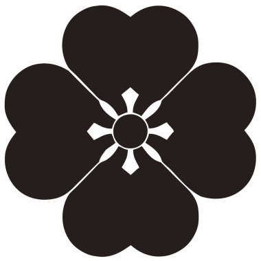 Geleneksel Japon aile arması logosu altın rengi gösteriyor