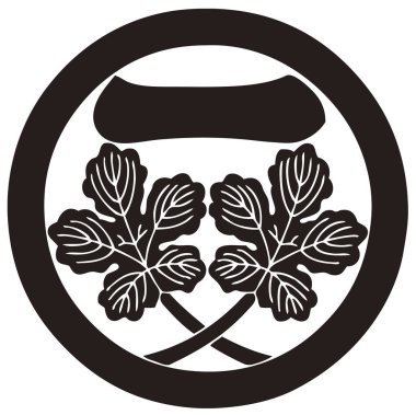 Geleneksel Japon aile arması logosu altın rengi gösteriyor