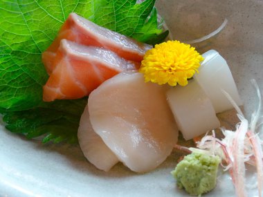 Sashimi balığı ve Japon yemeği.