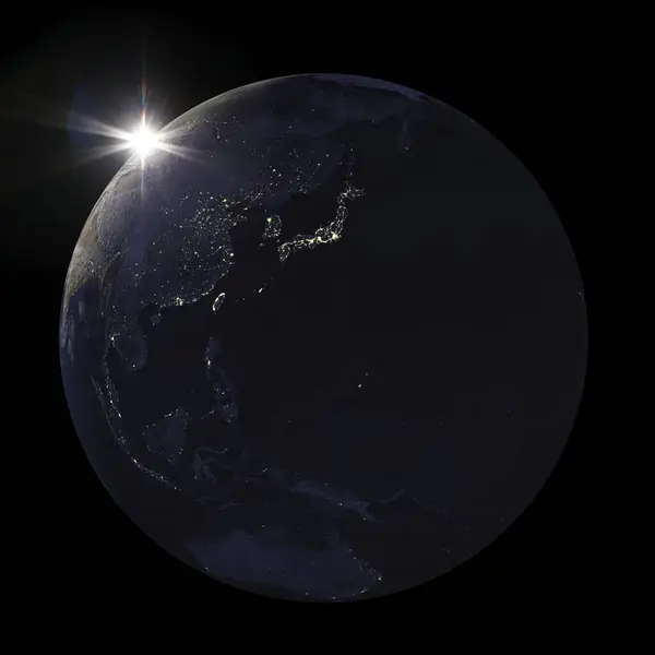Night View Earth Sun — Stock Photo, Image
