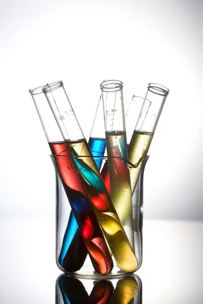 Laboratory Equipment Test Tubes Colorful Liquids — Stock Photo, Image