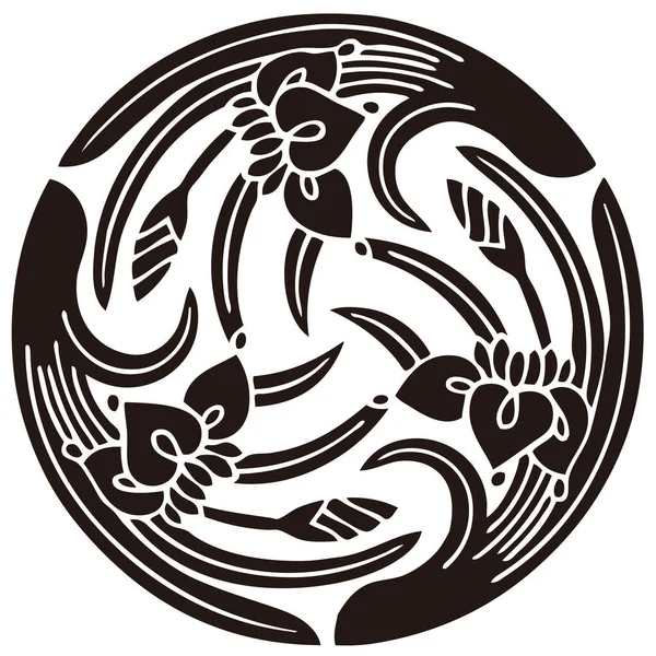 Geleneksel Japon Aile Arması Logosu Altın Rengi Gösteriyor — Stok fotoğraf