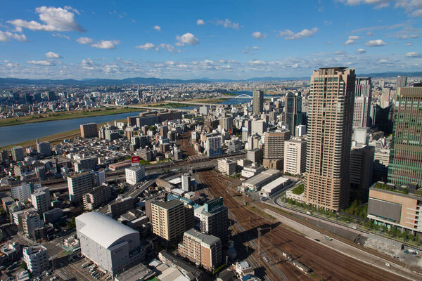 Beautiful cityscape of Osaka city, Japan