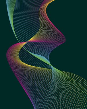 Siyah arkaplanda renkli bir çizgi dalgası